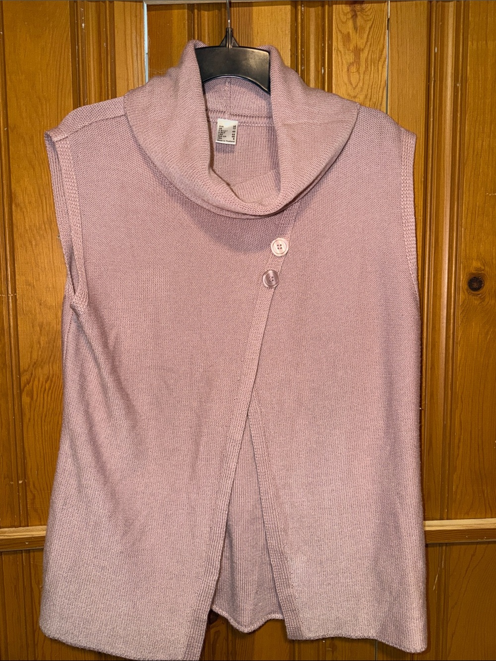 Sleeveless Cowl Neck Knit Vest - Mauve Pink